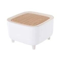 Trash Can | 7 Liter (1.8 Gallon) / 2 Liter (0.5 Gallon) | Push-to-Open Lid | Premium Plastic Wood Grain Nordic Minimalist Modern Waste Basket For Kitchen, Bathroom, Bedroom, Living Room, Office (1.8 Gallon (7L)) -Brabantia Shop 21872AOZYhL