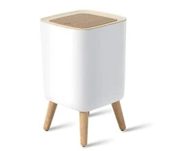 Trash Can | 7 Liter (1.8 Gallon) / 2 Liter (0.5 Gallon) | Push-to-Open Lid | Premium Plastic Wood Grain Nordic Minimalist Modern Waste Basket For Kitchen, Bathroom, Bedroom, Living Room, Office (1.8 Gallon (7L)) -Brabantia Shop 21CjRfCw DL