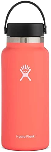 Hydro Flask Water Bottle - Stainless Steel & Vacuum Insulated - Wide Mouth 2.0 With Leak Proof Flex Cap - 32 Oz, Hibiscus