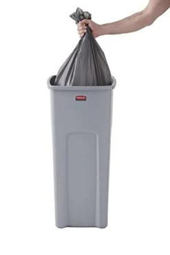 Rubbermaid Commercial Products Untouchable Square Trash/Garbage Container With Lid, 23-Gallon, Gray, Wastebasket For Outdoor/Restaurant/School/Kitchen -Brabantia Shop 21L03oOLPBL