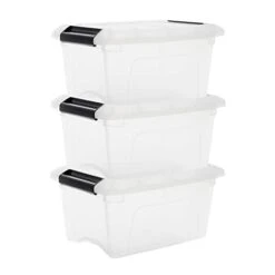 IRIS OHYAMA, Plastic Storage Boxes With Lid And Closing Clips, 5L, Set Of 3, Integrated Handles, Stackable, BPA Free, Bedroom, Office, Living Room, DDNTB-5, Clear 18 IRIS OHYAMA, Plastic Storage Boxes With Lid And Closing Clips, 5L, Set Of 3, Integrated Handles, Stackable, BPA Free, Bedroom, Office, Living Room, DDNTB-5, Clear -Brabantia Shop 21TFYpG5q5L