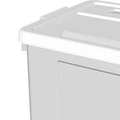 Cetomo 65L*4 Plastic Storage Box, Tote Box,Organizing Container With Durable Lid And Secure Latching Buckles, Stackable And Nestable, 4Pack, Gray With Buckle -Brabantia Shop 21VHHePMe9L