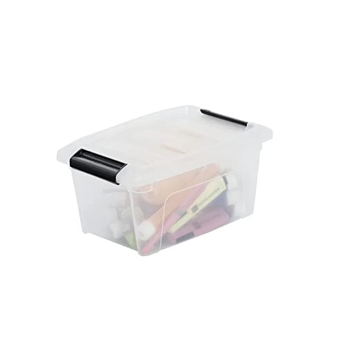 IRIS OHYAMA, Plastic Storage Boxes With Lid And Closing Clips, 5L, Set Of 3, Integrated Handles, Stackable, BPA Free, Bedroom, Office, Living Room, DDNTB-5, Clear 4 IRIS OHYAMA, Plastic Storage Boxes With Lid And Closing Clips, 5L, Set Of 3, Integrated Handles, Stackable, BPA Free, Bedroom, Office, Living Room, DDNTB-5, Clear - Image 4