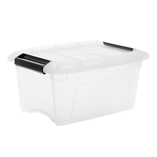 IRIS OHYAMA, Plastic Storage Boxes With Lid And Closing Clips, 5L, Set Of 3, Integrated Handles, Stackable, BPA Free, Bedroom, Office, Living Room, DDNTB-5, Clear 6 IRIS OHYAMA, Plastic Storage Boxes With Lid And Closing Clips, 5L, Set Of 3, Integrated Handles, Stackable, BPA Free, Bedroom, Office, Living Room, DDNTB-5, Clear - Image 6