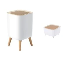 Trash Can | 7 Liter (1.8 Gallon) / 2 Liter (0.5 Gallon) | Push-to-Open Lid | Premium Plastic Wood Grain Nordic Minimalist Modern Waste Basket For Kitchen, Bathroom, Bedroom, Living Room, Office (1.8 Gallon (7L)) -Brabantia Shop 21sC2PzVR5L