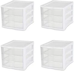 Sterilite 17918004 3 Drawer Unit, White Frame With Clear Drawers, Pack Of 4 -Brabantia Shop 31 HwBZphVL. AC