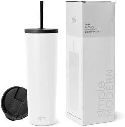 Simple Modern Insulated Tumbler With Lid And Straw | Iced Coffee Cup Reusable Stainless Steel Water Bottle Travel Mug | Gifts For Women Men Her Him | Classic Collection | 24oz | Ocean Geode -Brabantia Shop 311 R5Rtr2L. AC