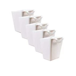 5pcs Hanging Cup Holder,Rolling Cart Accessories Utility Cart Accessories Hanging Bins,Hanging Flower Pots,Space Saver,Storage Bucket Desktop Container,Make Up Pencil Holder White