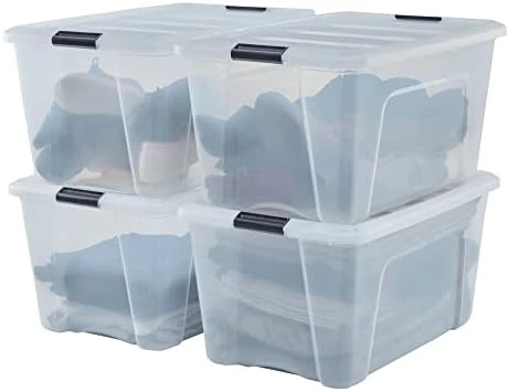 IRIS OHYAMA, Plastic Storage Boxes With Lid And Closing Clips, 5L, Set Of 3, Integrated Handles, Stackable, BPA Free, Bedroom, Office, Living Room, DDNTB-5, Clear 9 IRIS OHYAMA, Plastic Storage Boxes With Lid And Closing Clips, 5L, Set Of 3, Integrated Handles, Stackable, BPA Free, Bedroom, Office, Living Room, DDNTB-5, Clear - Image 9