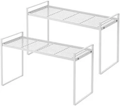 Aksipo 2 Pack Stackable Cabinet Shelf Cupboard Stand Spice Rack Pantry Shelf Kitchen Countertop Organizer Shelf, 13'' Sturdy Metal Frame Rust Resistant Nonslip Milky White -Brabantia Shop 312gqKufgvS. AC