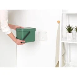 Brabantia Sort & Go Food Trash Can (1.6 Gal/Fir Green) Small Countertop Kitchen Compost Caddy With Handle & Removable Lid, Easy Clean, Fixtures Included For Wall/Cupboard Mounting -Brabantia Shop 313lOI4ilHL