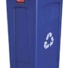Rubbermaid Commercial Products Slim Jim Plastic Rectangular Recycling Bin With Venting Channels, 23 Gallon, Blue Recycling (FG354007BLUE)