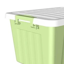 Cetomo 15L*3 Plastic Storage Box,Green, Tote Box,Organizing Container With Durable Lid And Secure Latching Buckles, Stackable And Nestable, 3Pack, With Buckle -Brabantia Shop 315rbGkAI2L