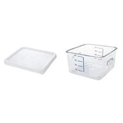 Rubbermaid Commercial Carb-X Space Saving Food Service Container, 4 Quart Clear WITH White Lid (FG630400CLR And FG650900WHT)