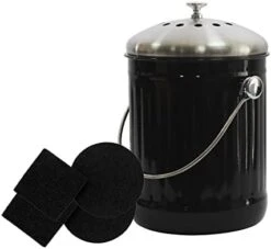 4W Kitchen Compost Bin With 4 Charcoal Filters - 1.3 Gallon Indoor Compost Bin For Kitchen Counter For Food Waste Odor Free (White) -Brabantia Shop 316l1L4Z0DL. AC