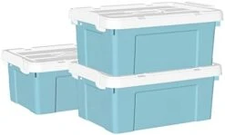 Cetomo 35L*4 Plastic Storage Box, Tote Box,Organizing Container With Durable Lid And Secure Latching Buckles, Stackable And Nestable, 4Pack, Blue With Buckle -Brabantia Shop 3178WyNt3vL. AC