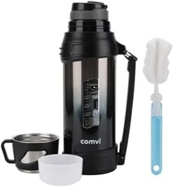 Comvi 68oz Large Coffee Thermus For Travel - 24 Hours Hot & Cold Flasks For Hot And Cold Drinks, Stainless Steel, Vacuum Insulated Flask With 2 Cups For Hiking & Camping For Men/Women - Coffee -Brabantia Shop 317DcpXjR4L. AC