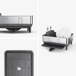 Simplehuman Compact Kitchen Dish Drying Rack With Swivel Spout, Fingerprint-Proof Stainless Steel Frame, Grey Plastic & 4.5 Liter / 1.2 Gallon Round Bathroom Step Trash Can, Brushed Stainless Steel -Brabantia Shop 3199OZ4Eq1L