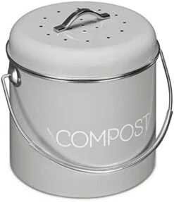 Navaris Compost Bin For Kitchen Counter - 0.8 Gallon (3L) Metal Countertop Indoor Composter Bucket With Charcoal Filters And Lid - Cream, Size Small -Brabantia Shop 31AV3WmRB2L. AC