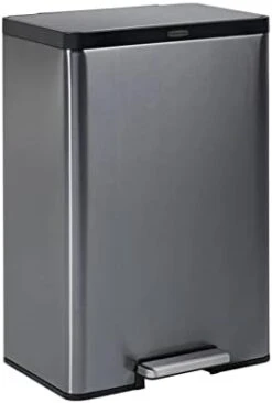 Rubbermaid Stainless Steel Metal Step-On Trash Can For Home And Kitchen, Charcoal, 12 Gallon, 2112520 -Brabantia Shop 31DFdijCBCL. AC