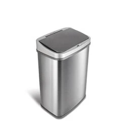 NINESTARS Automatic Touchless Infrared Motion Sensor Trash Can With Stainless Steel Base & Oval, Silver/Black Lid, 21 Gal -Brabantia Shop 31DGbG7eunL