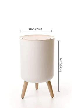 Trash Can | 7 Liter (1.8 Gallon) / 2 Liter (0.5 Gallon) | Push-to-Open Lid | Premium Plastic Wood Grain Nordic Minimalist Modern Waste Basket For Kitchen, Bathroom, Bedroom, Living Room, Office (1.8 Gallon (7L)) -Brabantia Shop 31DIRkWMZIL