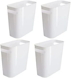 Vtopmart 4 Pack Plastic Small Trash Can, 1.5 Gallon/5.7 L Office White Bin With Built-in Handle, Slim Waste Basket For Bathroom, Bedroom, Home Office, Living Room, Kitchen -Brabantia Shop 31DNR6oJHoL. AC