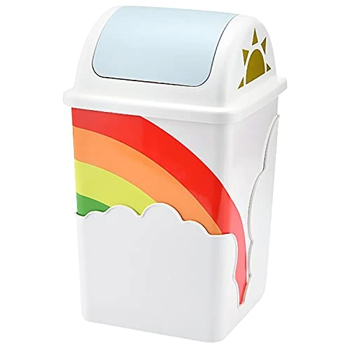 Rainbow Trash Can (1-Pack) - Cute Waste Basket For Kids Room - 9.6”x9.6”x15.7” Indoor Swing Top Trash Can With Lid - Garbage Can For School & Daycare - Swivel Touchless Garbage Cans - For Baby Nursery And Rainbow Themed Room Rainbow Baby Shower 1 Rainbow Trash Can (1-Pack) - Cute Waste Basket For Kids Room - 9.6”x9.6”x15.7” Indoor Swing Top Trash Can With Lid - Garbage Can For School & Daycare - Swivel Touchless Garbage Cans - For Baby Nursery And Rainbow Themed Room Rainbow Baby Shower
