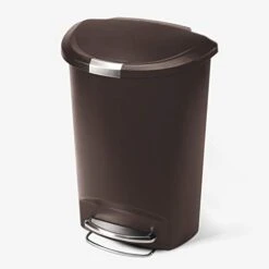 Simplehuman 50 Liter / 13 Gallon Semi-Round Kitchen Step Trash Can With Secure Slide Lock, Black Plastic -Brabantia Shop 31FSUaW gdL. AC
