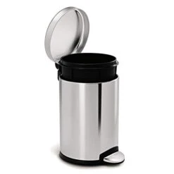 Simplehuman 4.5 Liter / 1.2 Gallon Round Bathroom Step Trash Can, Brushed Stainless Steel