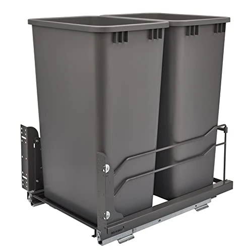 Rev-A-Shelf 53WC-2150SCDM-217 Double 50 Quart Undermount Kitchen Cabinet Pullout Waste Container Trash Bins With Soft Close, Silver 8 Rev-A-Shelf 53WC-2150SCDM-217 Double 50 Quart Undermount Kitchen Cabinet Pullout Waste Container Trash Bins With Soft Close, Silver - Image 8