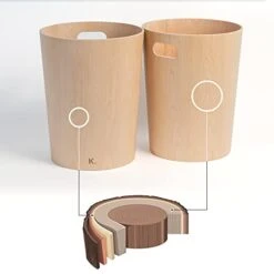 Kazai. Real Wood Waste Paper Bin Börje | Modern Wooden Paper Basket For Office, Kids' Room, Bedroom And More | 9 Liters | Birch -Brabantia Shop 31HyYvXKCzL