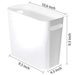 Youngever 1.5 Gallon Slim Trash Can, Plastic Garbage Container Bin, Small Trash Bin With Handles For Home Office, Living Room, Study Room, Kitchen, Bathroom (White)