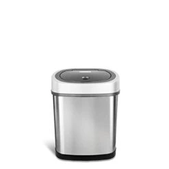 NINESTARS DZT-12-9 Automatic Touchless Infrared Motion Sensor Trash Can, 3 Gal. 12 L., Stainless Steel (Oval, Silver/Black Lid) -Brabantia Shop 31JDQNmSEaL