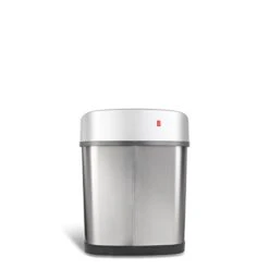 NINESTARS DZT-12-9 Automatic Touchless Infrared Motion Sensor Trash Can, 3 Gal. 12 L., Stainless Steel (Oval, Silver/Black Lid) -Brabantia Shop 31JYvU13lYL