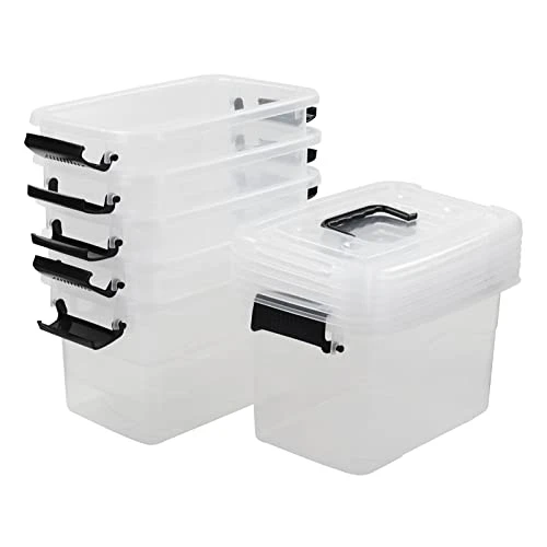 DynkoNA 6 Packs 6 Quart Clear Boxes, Plastic Small Storage Boxes With Lids 1 DynkoNA 6 Packs 6 Quart Clear Boxes, Plastic Small Storage Boxes With Lids