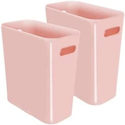 Youngever 2 Pack 3 Gallon Slim Trash Can, Plastic Garbage Container Bin, Trash Bin With Handles For Home Office, Living Room, Study Room, Kitchen, Bathroom (Pink) -Brabantia Shop 31JyCEdgeEL 1