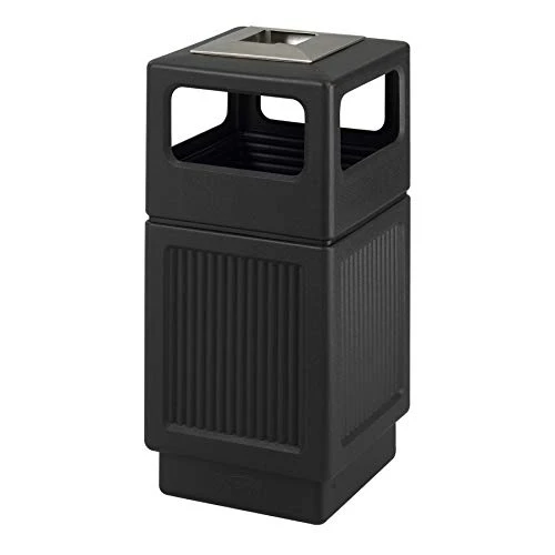 Safco Products Canmeleon Outdoor/Indoor Recessed Panel Trash/Garbage Can 9476BL; Black; Decorative Fluted Panels; 38-Gallon Capacity 12 Safco Products Canmeleon Outdoor/Indoor Recessed Panel Trash/Garbage Can 9476BL; Black; Decorative Fluted Panels; 38-Gallon Capacity - Image 12