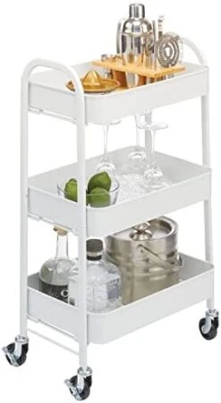 MDesign Metal 3-Tier Rolling Utility Storage Carts - Organizer Trolley For Bathroom, Kitchen, Laundry, Office, And Kids Rooms - Heavy Duty Caddy With 4 Caster Wheels - Light Pink -Brabantia Shop 31LwDetpxL. AC