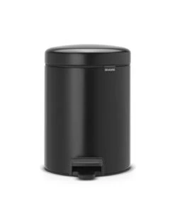 Brabantia New Icon Step Trash Can (1.3 Gal / Matt Black) Soft Closing Kitchen Garbage/Recycling Can With Removable Bucket