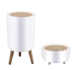 Trash Can | 7 Liter (1.8 Gallon) / 2 Liter (0.5 Gallon) | Push-to-Open Lid | Premium Plastic Wood Grain Nordic Minimalist Modern Waste Basket For Kitchen, Bathroom, Bedroom, Living Room, Office (1.8 Gallon (7L)) -Brabantia Shop 31Mw86XOoVL