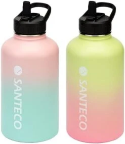 SANTECO Water Bottle 24 Oz, Vacuum Insulated Stainless Steel Bottle With Straw Handle Lid, Leakproof Bottles, Wide Mouth Easy Clean, Keep Drinks Hot & Cold For Gym, Camping, Hiking, Blue Purple -Brabantia Shop 31O k 9TyiL. AC