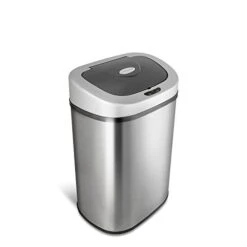 NINESTARS Automatic Touchless Infrared Motion Sensor Trash Can With Stainless Steel Base & Oval, Silver/Black Lid, 21 Gal -Brabantia Shop 31PAWAGf5CL 1