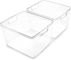 | Plastic Storage Bins, Medium - 2 Pack | THE LUCID COLLECTION | Multi-Use Organizer Bins | Built-In Handles | BPA-Free | Clear Storage Containers | Fridge Organizer | Pantry & Home Organization -Brabantia Shop 31PFT7M7zES. AC