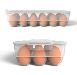 Clear Covered Egg Holder 3-Pack, Plastic Egg Storage For Refrigerator, Egg Tray Container With Lid, Fits 18 Eggs -Brabantia Shop 31PKeRmFBWL