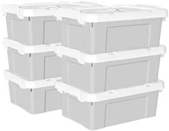 Cetomo 65L*4 Plastic Storage Box, Tote Box,Organizing Container With Durable Lid And Secure Latching Buckles, Stackable And Nestable, 4Pack, Gray With Buckle -Brabantia Shop 31SjUrD1EL. AC
