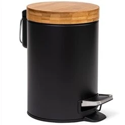 Kazai. 3L Designer Bathroom Bin | Superior Bamboo | Soft Closing | Anti-Finger | Black -Brabantia Shop 31SvkY8duS