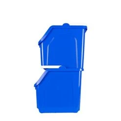 Recycling Rules! 6 Gallon Stackable Recycling Bin Container In Blue, Eco-Friendly BPA-Free Handy Recycler With Handle, 2-Pack -Brabantia Shop 31TlboJbnGL