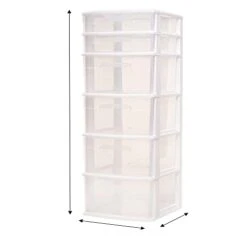 Homz 6 Drawer Plastic Storage And Organizer Tower, Cabinet For Home, Office, Classroom, Craft, Art Supplies, Clothes, White Frame/Clear Drawers -Brabantia Shop 31TqtmpRBMS
