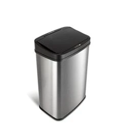 NINESTARS Automatic Touchless Infrared Motion Sensor Trash Can With Stainless Steel Base & Oval, Silver/Black Lid, 21 Gal -Brabantia Shop 31UBcCzt oL